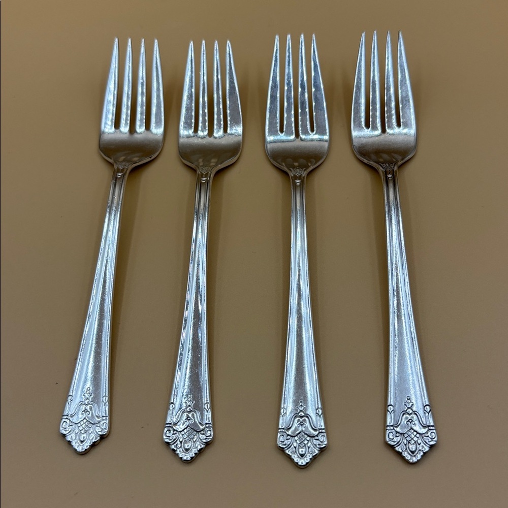 1847 Rogers Bros (IS) Her Majesty - Four Salad/Dessert Forks #1